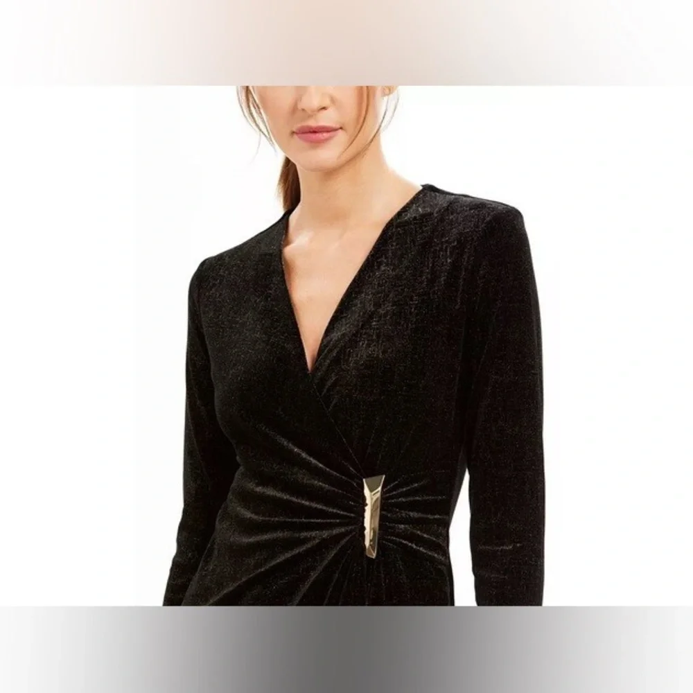 Calvin Klein Black Long Sleeve Wrap Dress - Picture 3 of 9